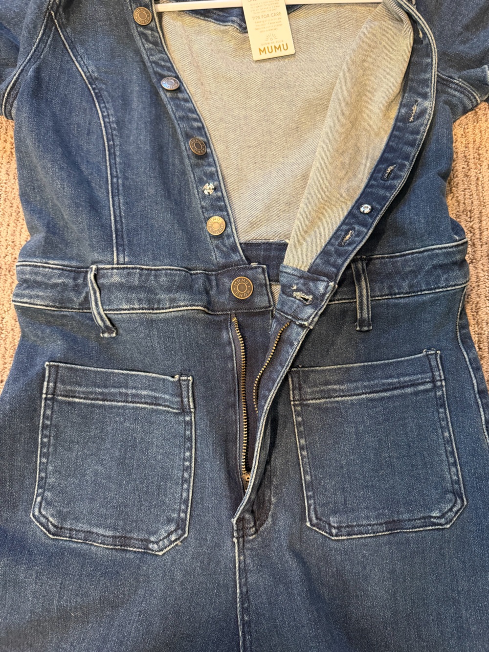 Show Me Your MuMu Everhart Denim Stretch Jumpsuit Size Large New With Tags - Picture 13 of 16
